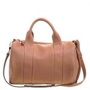 ALEXANDER WANG Soft Pebbled Lambskin Rocco Tan Pale Shoulder Handbag Gold Accent